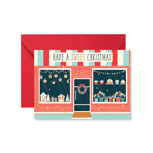 Festive Storefront Christmas Card