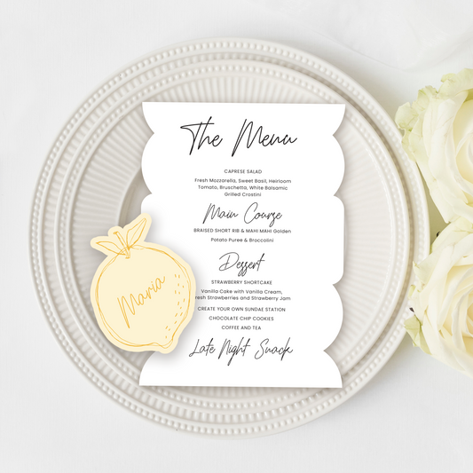 Modern Shaped Wedding or Shower Menu Card