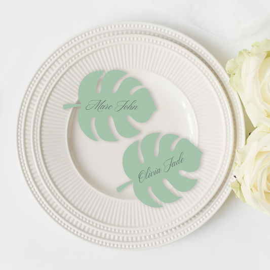 Palm Leaf Shaped Place Cards - Printed and Die-Cut