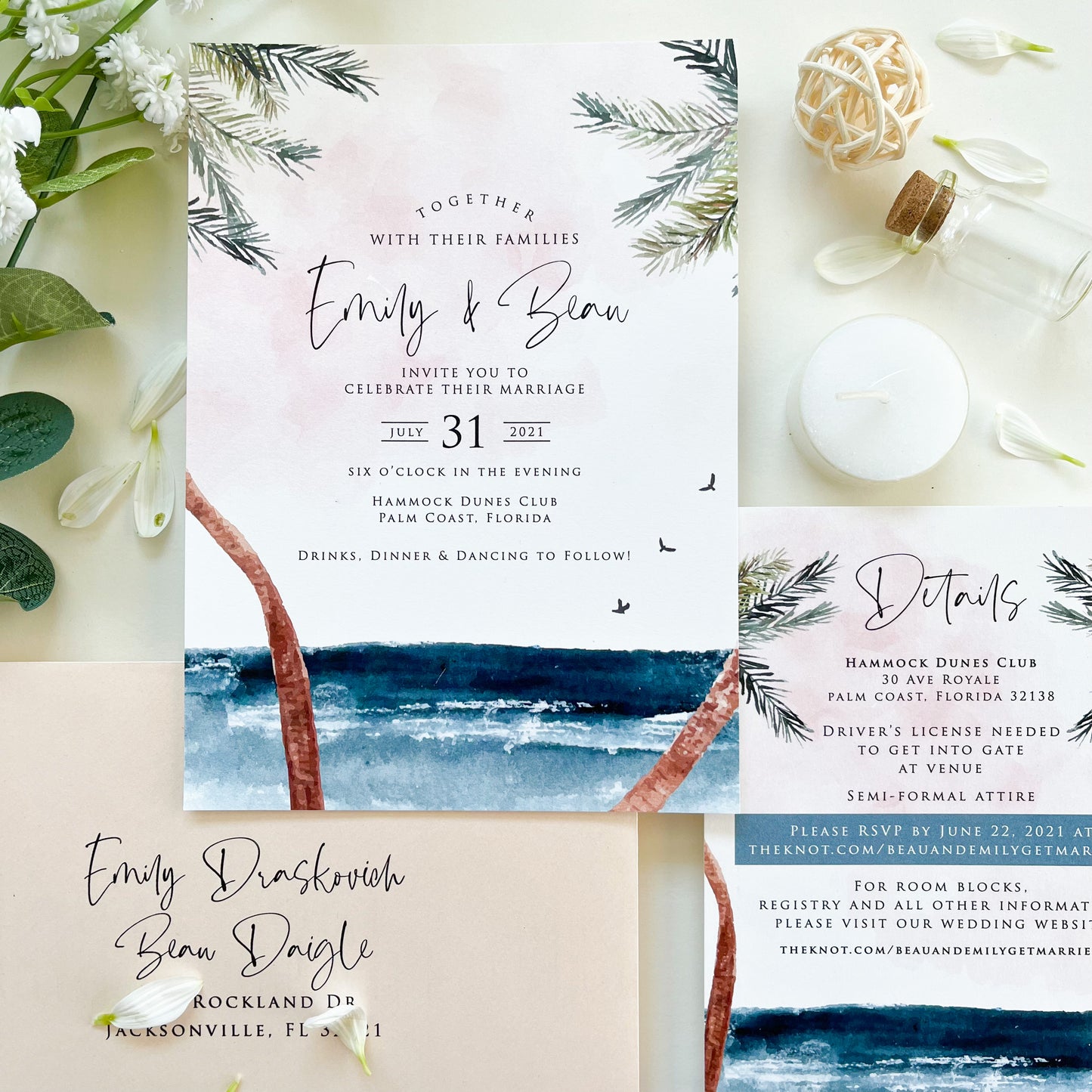 Palm Breeze Wedding Invitation Suite