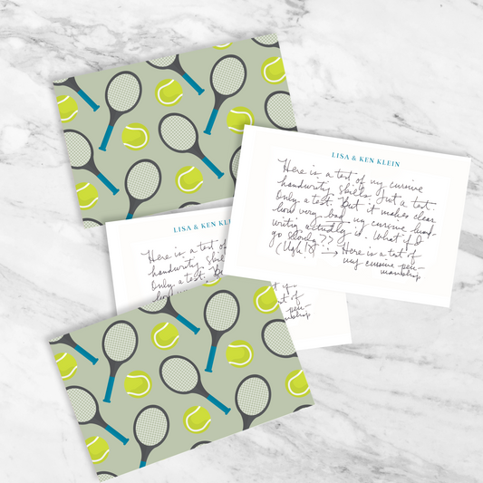 Tennis Racket & Ball Personalized Stationery Set of 12